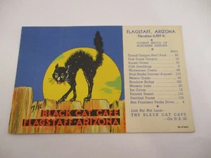 Vintage Postcard Black Cat Cafe Flagstaff Arizona Route 66 Milage Chart - Picture 1 of 3