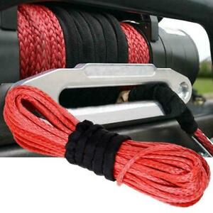 1/4" x 50' 10000LBs Synthetic Winch Line Cable Rope with Sheath ATV UTV Red HL