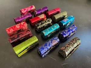 Lipstick case in Silk Brocade with Mirror, choose your colour quick UK delivery - Picture 1 of 54