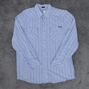 Bullhead Shirt Mens 2XL XXL Blue Striped Long Sleeve Western Pearl Snap Cowboy - Picture 1 of 10