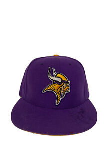 Vintage Embroidered Minnesota Vikings New Era Fitted Hat Autographed Sz 7 3/8