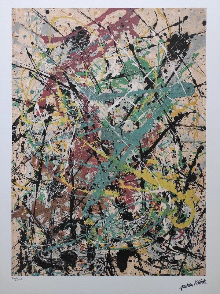 Jackson Pollock Firmado - Pintura por goteo - Abstracción - Certificado Foto 1 de 4