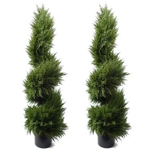 120cm Pair of Premium Artificial Cypress Spiral Topiary - Picture 1 of 1