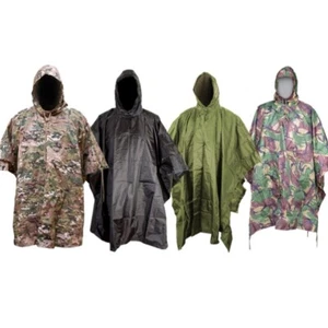 PONCHO WASSERDICHT RIPSTOP KAPUZE UNTERSTAND HERREN FESTIVAL REGEN MANTEL ARMY CAMO - Bild 1 von 9