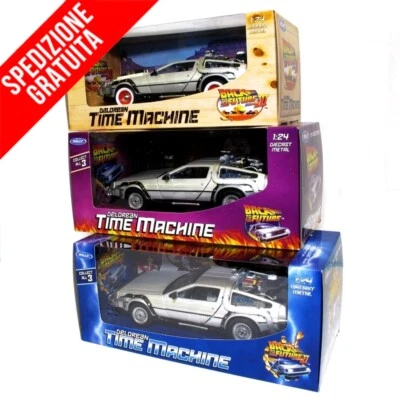 DELOREAN BACK TO THE FUTURE MODELLINI 3 AUTO RITORNO AL FUTURO 1:24 WELLY - Immagine 1 di 4