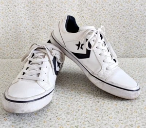 CONVERSE All Star Size UK 10 White Leather Lace Up Low Trainers Shoes - Picture 1 of 8