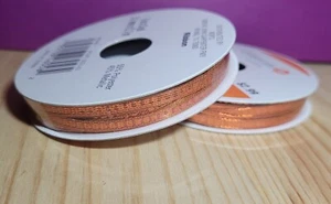 Orange Metallic Ribbon 2 spools- 1/8 Inch x 6 Yards total for Crafts Halloween - Picture 1 of 2