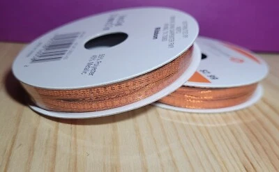 Orange Metallic Ribbon 2 spools- 1/8 Inch x 6 Yards total for Crafts Halloween - Image 1 of 2