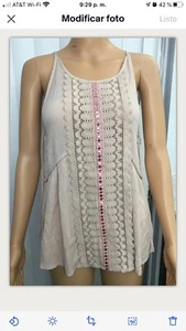 Muche Et Muchette NWT Womens Cold Shoulder One Size Blouse Rose Crochet Front W - Picture 1 of 6