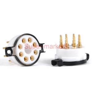 Gold Teflons 8Pin EL34 KT88 6SN7 6550 5AR4 5U5G 6L6 274B Tube/Valve Socket 10pcs - Picture 1 of 7