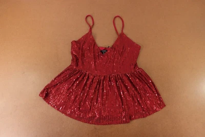 Top peplum Boohoo para mujer talla 12 lentejuelas de vino sin mangas cuello en V nuevo con etiquetas Foto 1 de 4