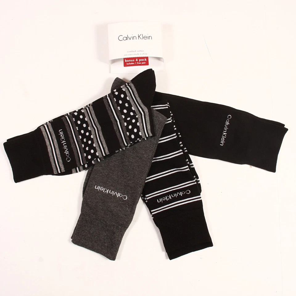 Calvin Klein Men's 4-Pair Combed Cotton Casual-Dress Socks black Size 7-12 - Image 1 of 1