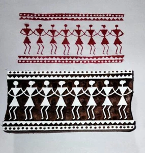 Handmade Warli Border Wooden Printing Blocks Hand Carved Stamp Textile Print - Picture 1 of 2