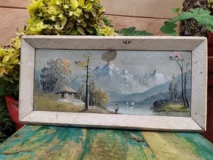 Hermoso paisaje hecho a mano pintura acrílica coleccionable enmarcado colgante de pared - Imagen 1 de 6
