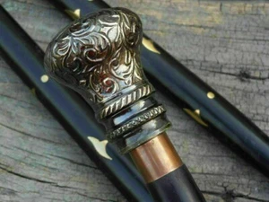 Antik Massiv Messing Kopf Griff Stil viktorianischer Holz Gehstock Stick Geschenk - Bild 1 von 5