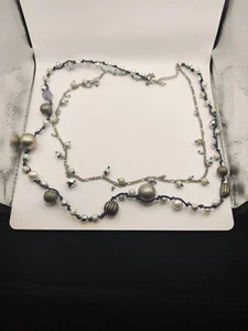 1 Doppelhalskette Modeschmuck, Kette, Silber Blau Grau - Bild 1 von 6
