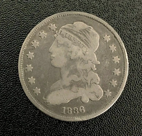 1836 Capped Bust Quarter 25c -- F+ -- Nice Album Filler Cover