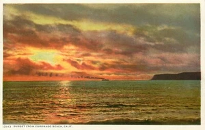 Cartolina Sunset Coronado Beach California Phostint Detroit Publishing  - Foto 1 di 2