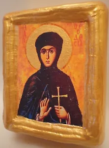 St. Theodosia Berg Sinai byzantinisch griechisch-ostorthodox Holz Ikonenblock - Bild 1 von 6