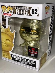 FUNKO POP! Rocks - The Notorious B.I.G. with Crown #82 - Toy Tokyo - Gold Chrome - Picture 1 of 8