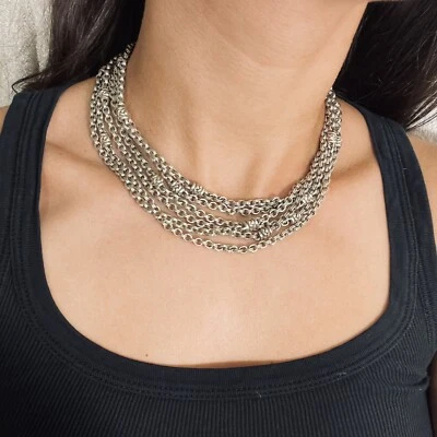 HUGE Scott Kay Sterling Silver Six Strand Station Multi Chain Necklace 157g - Image 1 of 4