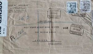 Registered Stamp Addressed Envelope From Spain, Opened By Examiner 721, Postmark - Picture 1 of 5