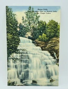 Postkarte Hector Falls in der Nähe von Watkins Glen am Seneca Lake in den Finger Lakes Leinen - Bild 1 von 2