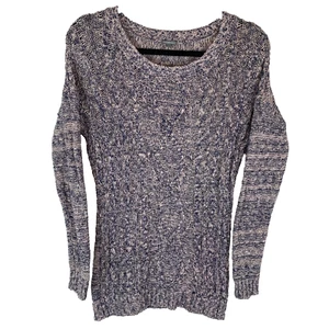Charlotte Russe Blau Weiß Zopfmuster Pullover Damen Größe M - Bild 1 von 9