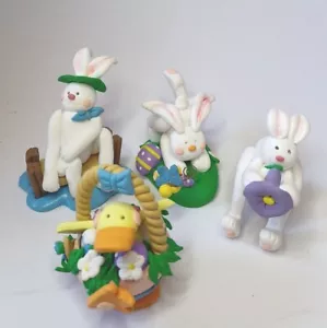 Estatuillas vintage 1998 de conejo de masa de arcilla divertidas colección caprichosa Cottontale 4 piezas - Imagen 1 de 18