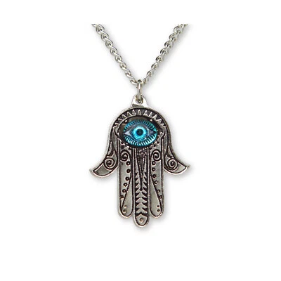Lucky Hamsa Hand Evil Eye Amulet with Blue Eye Pendant Necklace NK-678B - Image 1 of 4