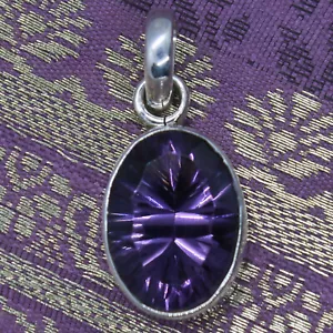 Rimorchio Ametista Argento 2,5cm Sterling 925 Ciondolo da Collana Ovale Lilla Fa - Foto 1 di 7