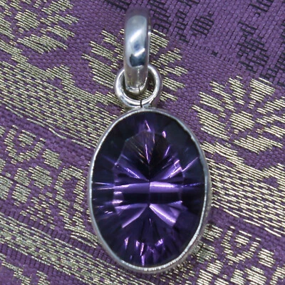 Rimorchio Ametista Argento 2,5cm Sterling 925 Ciondolo da Collana Ovale Lilla Fa - Immagine 1 di 4
