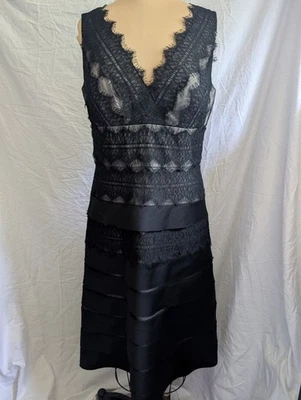 JS Collections Black Eyelash Lace Overlay Sleeveless Cocktail Dress Women Sz 10 - Image 1 of 4
