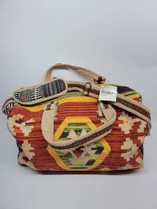 Bolso de Lona Grande Tejido Ruggine Winthrop Boston Boho Azteca Suroeste Equipaje  - Imagen 1 de 16