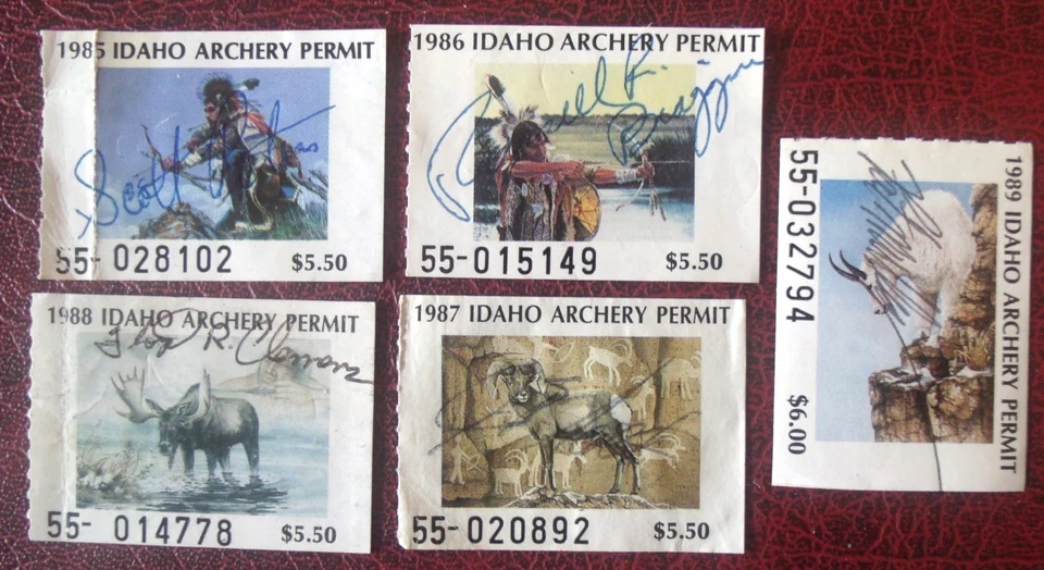 5 Idaho Archery Hunting Stamps  Lot#AA2 - Image 1 of 1