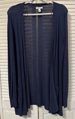 Nine West Sweater Womens XL Cardigan Blue  Stretchy Open Front Lightweight - Image 1 of 4