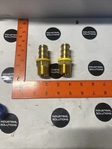 3/4" Barb x 3/4" NPT Male Brass Hose Fitting Adapter Lot Of 2 New - Picture 1 of 1