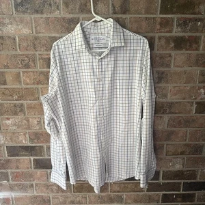 Camisa Mizzen+Main Para Hombre Grande Blanca Azul Cuadros Sotavento Rendimiento Elastizada EE. UU. - Imagen 1 de 4