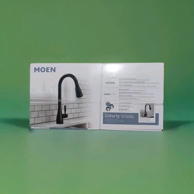 Grifo de cocina rociador extraíble negro mate MOEN 87260BL Doherty de una sola manija Foto 1 de 4