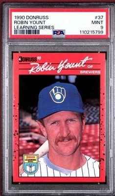 1990 Donruss Learning Series #37 Robin Yount Milwaukee Brewers Psa 9 Rare - Image 1 of 2