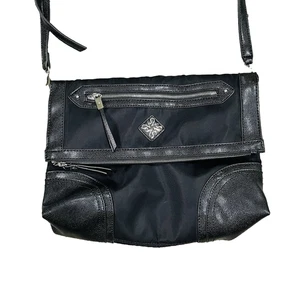 Simply Vera Womens Purse Vera Wang Black Silver Accent Multi Pocket Shoulder Bag - Picture 1 of 11
