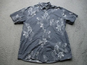 Vuori Hemd Herren Large Grau Blumen Hawaii Knopfleiste Kurzarm Freizeit - Bild 1 von 12