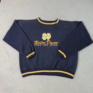 Vintage Notre Dame Sweatshirt Adult Large Blue Fighting Irish Embroidered Rare L - Picture 1 of 13