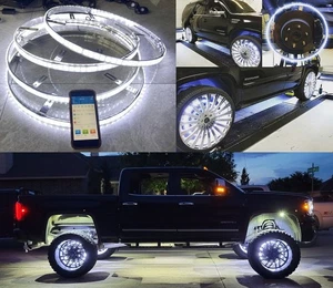 4PCS 15.5" IP68 Double Row PURE Cold WHITE Strobe LED Truck Wheel Rim Lights Set - Picture 1 of 14