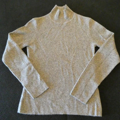 Suéter Pullover Lujoso Gris Preppie Tejido Acanalado Cachemira Cuello Simulado Mujeres LS Foto 1 de 4