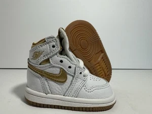 Air Jordan 1 Retro High OG TD Metallic Gold FD2598 107 Toddler Kids Size 2C NEW - Picture 1 of 5