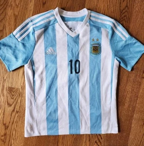 Adidas Argentina #10 Lionel Messi World Cup Soccer 2014 Jersey Youth Kids Large - Picture 1 of 10