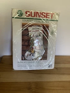 SUNSET "SKATING WITH SANTA" Counted Cross Stitch Christmas Stocking Kit #18324 - Picture 1 of 6