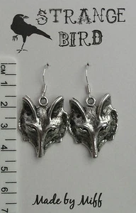 Fox face! earrings foxes foxy wolf wolves totem woodland mask goth gothic nature - Picture 1 of 3