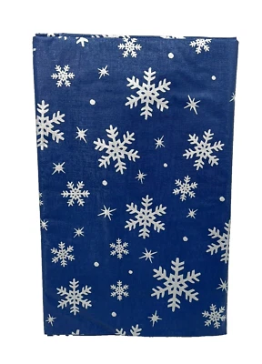 Holiday Vinyl Tablecloth Flannel Backing 52in x 52in Square Blue Sliver Flakes - Image 1 of 4
